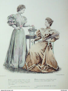 Gravure La Mode pratique 1894 n°27 (robes de foulard Maison Moslard)