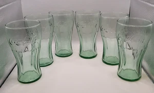 Vtg. Libbey Coca Cola Coke 6" Glass Light Green Set of 6 - Picture 1 of 6