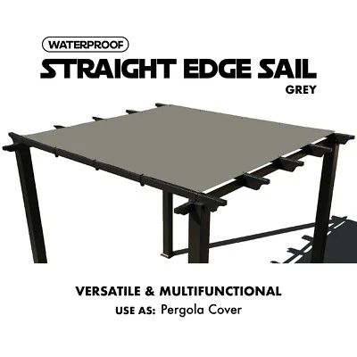 Heavy Duty Waterproof Straight Edge Sun Shade Sail Shade Canopy Cover in Grey - Image 1 of 4