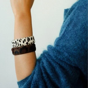 Stitched Real-leather Horsehair Bracelet Creative C-shaped Open Bracelet Gift - Picture 1 of 14