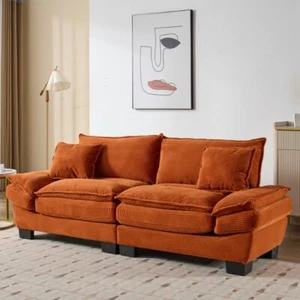 Corduroy Sofa Sleeper Couch Loveseat Sofa with PillowsComfy Upholstered DeepSeat - Picture 1 of 130