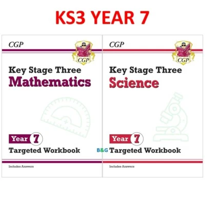 KS3 Year 7 Maths Science Targeted Workbooks with Answer Key Stage 3 CGP - Image 1 of 4