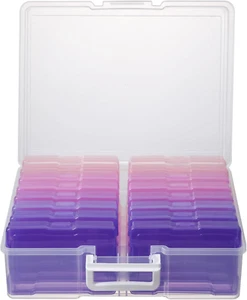 Photos Organizer 4" X 6" Photo Storage Box with Handle - 16 Inner Photo Cases Ph - Picture 1 of 7