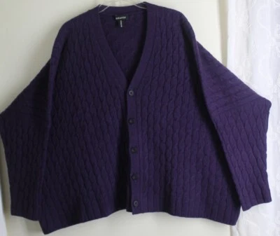 Eskandar O/S фиолетовый драгоценности тяжелый тяжелый кабель 100% кашемир кардиган свитер - Изображение 1 из 4