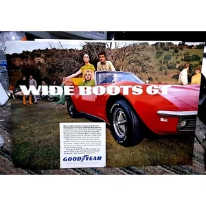 Vintage Goodyear Tires Red Corvette 2 page 1968 Original Ad empherma - Picture 1 of 1