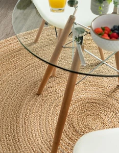 Teppich Jute Natur Rund 100 % Jute Stil Teppich Wende Geflochten Moderne Rustikale Optik - Bild 1 von 41