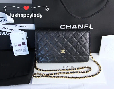 🔥NUEVO CHANEL Clásico WOC Cartera con Cadena Negro Caviar Dorado HW❤️REGALO RARO Foto 1 de 4