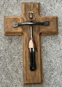 Handmade Steel And Copper Crucifix From Mexico 12” x 6” - Picture 1 of 1