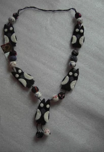 COLLANA LANA COTTA LUNGA GUFO ETNICO NEPAL - Imagen 1 de 2