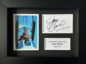 TOM CRUISE HAND SIGNED WHITE CARD IN A4 FRAMED TOP GUN DISPLAY + PROOF - Picture 1 of 1