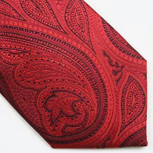 Epoint Mens Neck Tie Red Black Paisley Microfiber 58x3 - Picture 1 of 6