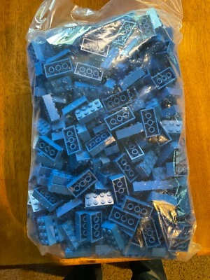 Lot of Lego Blocks.  Brick 4 x 2 : Part 3301. Blue.  2 pounds 7 ounces. - Image 1 of 2