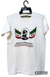 MAGLIETTA VINTAGE ANNI 80 BENITO MUSSOLINI FASCISTA ITALIA SOCIALISTA PUNK GUERRA DITTATORE - Foto 1 di 2