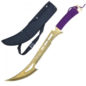 Fantasy Messer | 24 Zoll insgesamt gebogenes Sägeblatt Machete lila gold + Hülle - Bild 1 von 3