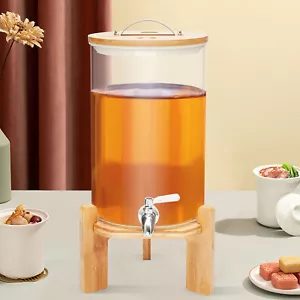 2 Gallon Glass Drink Beverage Dispenser with Spigot, Lemonade Dispenser Jar New - Picture 1 of 21