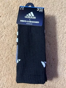 Adidas Mens Cushioned Aeroready Crew Socks Black White Grey 3 Pr Sz 6-12 Large - Picture 1 of 7