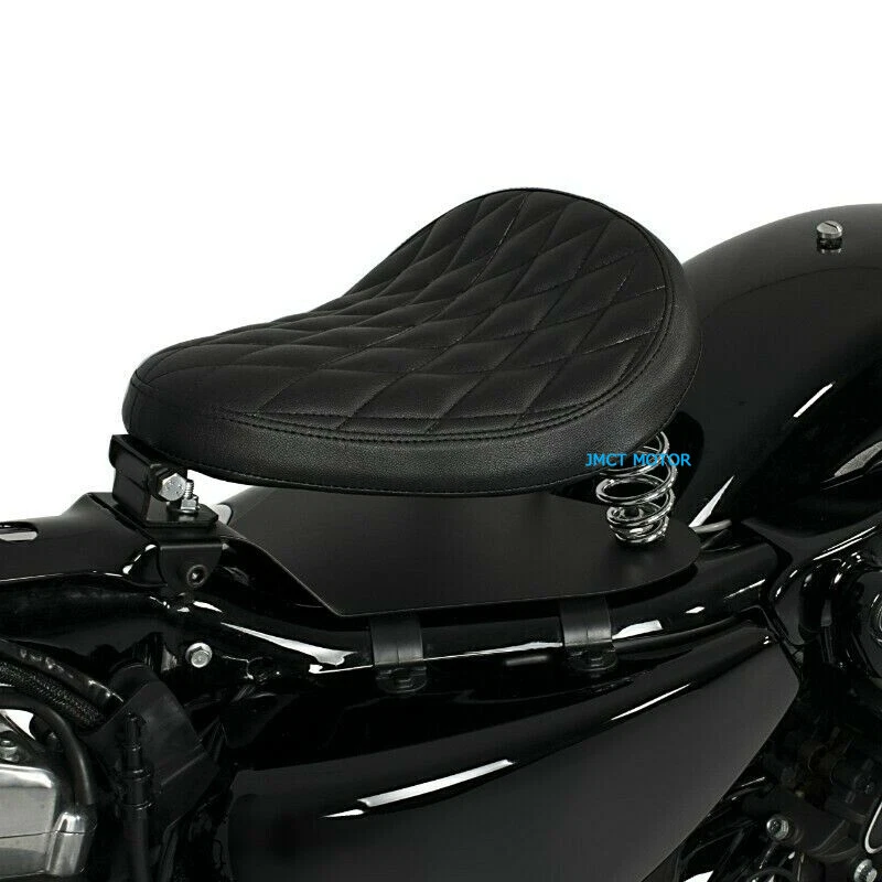 Soporte de bandeja de placa base de resorte de 3" para asiento individual de motocicleta para Harley Bobber Chopper Foto 1 de 4