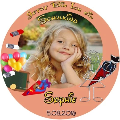 Tortenaufleger Schulanfang Einschulung Tortendeko mit Text und Wunschbild (02) - Bild 1 von 2