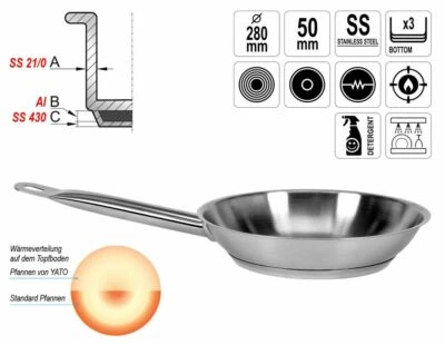 Padella per Arrosti Gastronomia Qualità Acciaio Ø 28cm Induzione Kapseltopfboden - Immagine 1 di 4