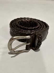 Cole Haan men's burgundy leather belt size 24-38, solid brass buckle