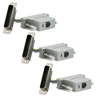3x DB25/RJ12 DB-25 Male Parallel Connector Modular Adapter RJ-12 6P6C Extender  - Image 1 of 2
