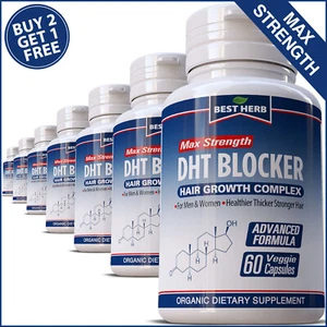 DHT BLOCKER FAST HAIR GROWTH BALD LOSS GROW FASTER HERBAL VITAMINS PILL CAPSULES - Picture 1 of 11
