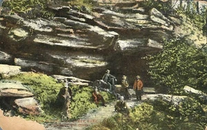 Men at Umbrella Rocks Mill Creek Park Youngstown Ohio 1908 Postcard - Picture 1 of 2
