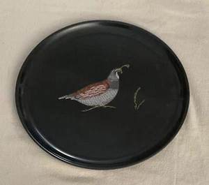 Couroc Monterey Quail Inlaid Round Plate Serving Tray Vintage - Picture 1 of 5