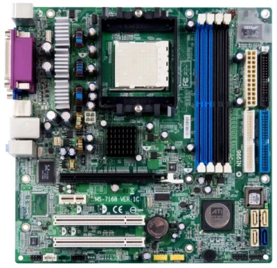 Mainboard MSI MS-7168 Socket 939 DDR PCI-E SATA SVGA ATI + RADEON RS480 - Immagine 1 di 3