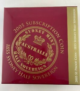 2005 Subcription Coin - 1855 Sydney Half Sovereign - 24ct Centre Gold Plated - 