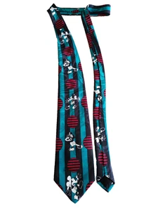 Corbata de cuello Disney Mickey Mouse vintage años 90 retro verde azulado negra hecha en Corea - Imagen 1 de 8