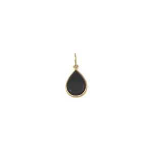 Onyx abgeschrägter flacher Boden Anhänger 10x7 mm Birne handgefertigt in 14k Gelbgold - Bild 1 von 2