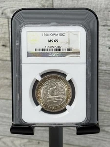 1946 Iowa Silver Commemorative Half Dollar, NGC MS65 - Picture 1 of 2