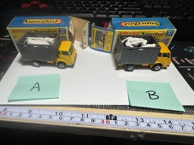 Грузовик для крупного рогатого скота Lesney 37 в коробке спичечный коробок «С коробкой и крупным рогатым скотом» - Изображение 1 из 4