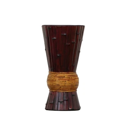 Maceta decorativa de bambú casi natural de 17 pulgadas Foto 1 de 2