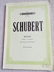Schubert Mass In E flat Major Soli, Choir & Orchestra Vocal Score Edition Peters - Picture 1 of 6