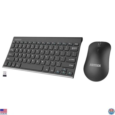 Arteck 2.4G Wireless Keyboard and Mouse Combo Ultra Compact Slim Stainless Full - Image 1 of 4