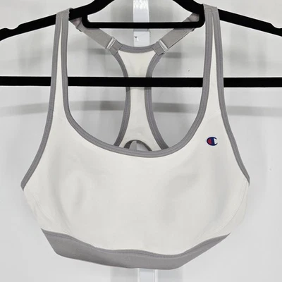 Sujetador deportivo Champion para mujer talla M espalda deportiva impacto medio blanco gris ribete Foto 1 de 3