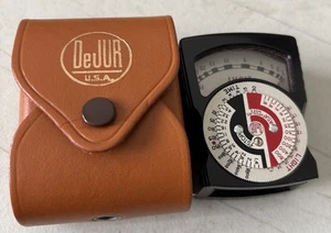Vintage Photography Dejur Exposure Light Meter Model 5-B Leather Case Retro Film - Picture 1 of 4
