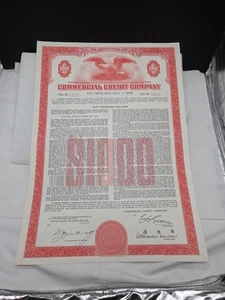 Commercial Credit Co. $1000 Stock Certificate, 4.75% Note Due 1979, Rare Bond - Imagen 1 de 7
