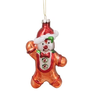 Northlight 5-Inch Gingerbread Man Santa Hat Hanging Glass Christmas Ornament - Picture 1 of 5