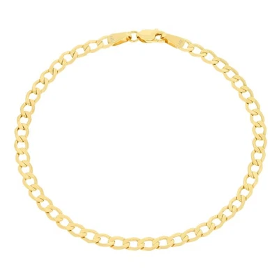 14K Oro Amarillo 3.5mm Hombre Cubano Eslabón Pulsera de Cadena Langosta Cierre - Imagen 1 de 4