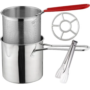 Friggitrice in Acciaio Inox Pentola Fritta Per Cottura Con Cestino Da Cucina - Foto 1 di 12