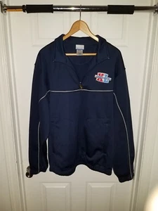 Reebok NFL Coat Large track Jacket Super Bowl XL Detroit 2006 half Zip Hood Blue - Picture 1 of 6
