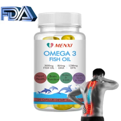 Omega 3 Cápsulas de Aceite de Pescado 3x Fuerza 3600mg EPA y DHA, Máxima Potencia 120Píldoras Foto 1 de 4