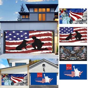 Happy Background Banner  Red  White And Blue July 4th Patriotic Garage Door