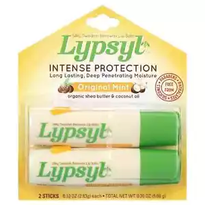 Lypsyl Intense Protection Original Mint Moisturizing Lip Balm, 0.10 oz, 2 Sticks - Picture 1 of 9