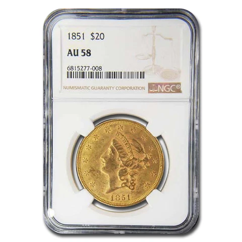 1851 $20 Liberty Gold Double Eagle AU-58 NGC - SKU#103293 Cover