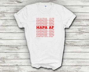 Lustiges kurzärmliges Baumwoll-T-Shirt Hapa AF rot weiß halb japanisch amerikanischer Stolz - Bild 1 von 3