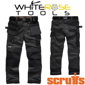 Scruffs Pro Flex Holster Work Trousers Graphite Flexible Slim Fit Hammer Loop - Picture 1 of 8